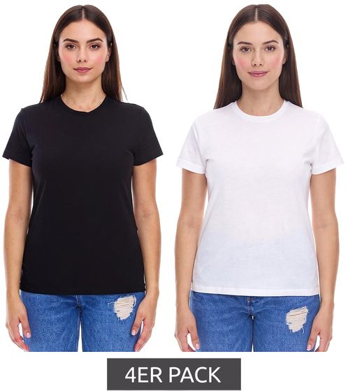 Pack de 4 camisetas PUMA Blank Base para mujer, de algodón sostenible, deportivas y de fitness, 678258, color negro o blanco