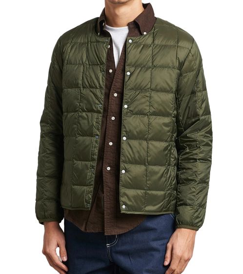 TAION Herren 800 FLP Daunen-Jacke mit Knopfverschluss Stepp-Jacke stylische Outdoor-Jacke Grün