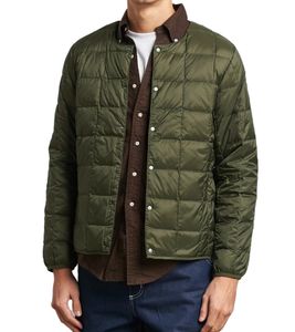 Chaqueta de plumón TAION para hombre con cierre de botones, acolchada, elegante chaqueta de exterior, verde