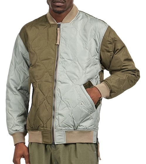 TAION Military Ma-1 Herren 800 FLP Daunen-Jacke mit Pattentaschen Stepp-Jacke im Bomberjacken-Stil Multi-Grün