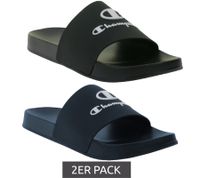 Pack económico de 2: Chanclas Champion Kos para mujer y hombre, zapatos de playa, sandalias, zapatos de verano, zapatos sin cordones, S22175, negro o azul