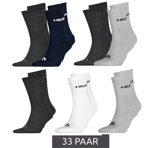 33 Paar HEAD All Sports Socken Damen und Herren Trainings-Socken Sport-Strümpfe 701236921 in Schwarz, Blau, Grau, Weiß