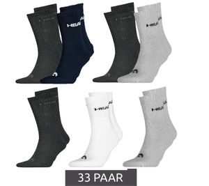 33 Paar HEAD All Sports Socken Damen und Herren Trainings-Socken Sport-Strümpfe 701236921 in Schwarz, Blau, Grau, Weiß