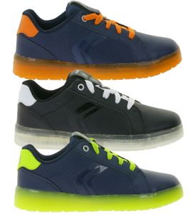 Zapatillas GEOX RESPIRA Kommodor para niños con suela transpirable. Zapatillas de ocio para niños y niñas J745PB 0BCBU Azul/Naranja, Azul/Amarillo o Negro/Gris.