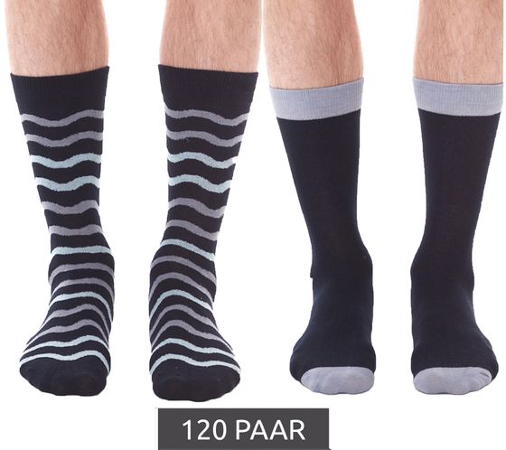 120 Paar HEALTHY SEAS Baumwoll-Strümpfe nachhaltige lange Socken aus rezyklierten Fischernetzen und Bio Baumwolle Uni und mit Muster Dunkelblau