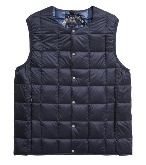 TAION Herren 650 FLP Daunen-Weste mit Knopfverschluss ärmellose Stepp-Weste stylische Outdoor-Jacke Navy