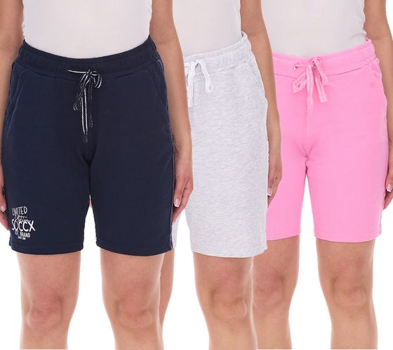 Pantalones cortos casuales de algodón para mujer SOCCX, pantalones cortos de verano 3643388_2007 en rosa, azul o gris claro