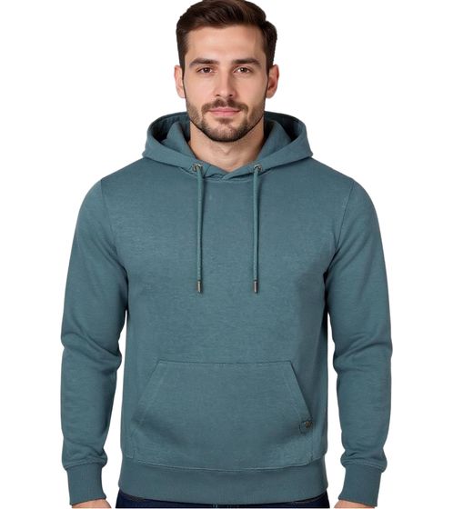 Felpa con cappuccio da uomo, maglione con cappuccio, maglione basic, pullover in cotone moderno, maglione Turchese-Blu