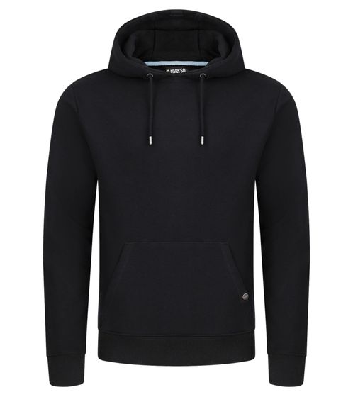 Herren Hoodie Kapuzen-Pullover Basic-Pullover moderner Baumwoll-Pullover Sweater Schwarz
