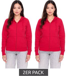 Confezione da 2 ELEVATE Theron Felpa con Cappuccio e Zip Intera da Donna, Felpa in Cotone 240 g/m², Pullover con Cappuccio, Rosso 3823025