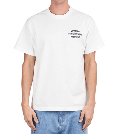 WHR Herren T-Shirt schlichtes Baumwoll-Shirt mit Logo-Schriftzug Kurzarm-Shirt WHR-24A-13 Weiß