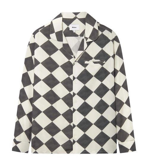 Nikben Herren Marshmellow Langarm-Hemd Business-Shirt mit Brusttasche Freizeit-Shirt 6125 Weiß/Schwarz