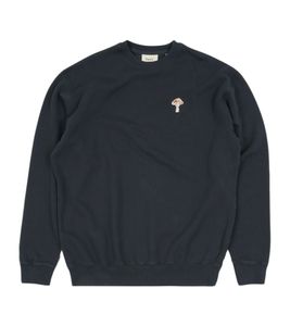 Suéter de punto sostenible foret para hombre, suéter de algodón con bordado de hongos, camisa de manga larga F4905 azul marino