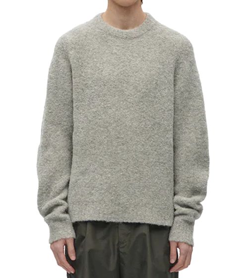 BERNER KÜHL Bouclé Crew Men's Knit Sweater with Alpaca Wool, Made in Denmark, Gray