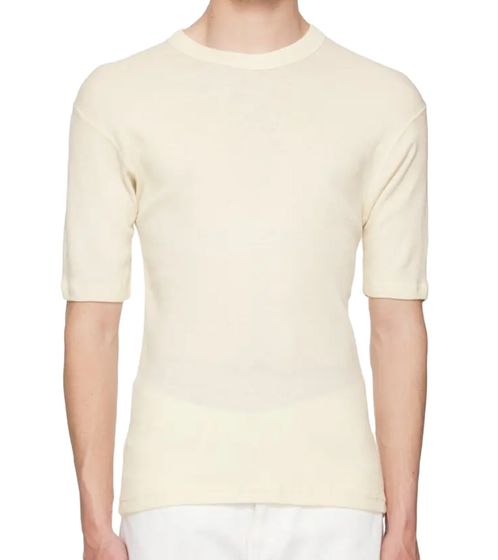 BERNER KÜHL Base Tee Rib Men's T-Shirt Made of Pure Wool, Made in Portugal, Off-White