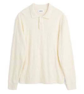 Soulland Men's Polo Shirt, Sustainable Long-Sleeved Shirt with Jacquard Pattern, Cotton Shirt 42034-1308, Cream-White