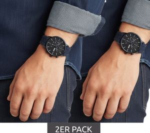2er Sparpack KNOX Herren Armband-Uhr analoge Quarz-Uhr mit Silikon-Armband 41mm KNOX01 Navy 2er Sparpack KNOX Herren Armband-Uhr analoge Quarz-Uhr mit Silikon-Armband 41mm KNOX01 Navy