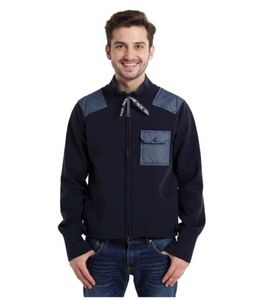 Cárdigan de punto TAION para hombre con bolsillo en el pecho, suéter, chaqueta de otoño KN102WZML-1 Azul oscuro