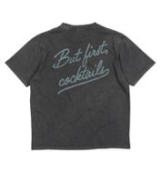 T-shirt da uomo Nikben, elegante camicia in cotone con stampa posteriore "But First Cocktails", 6319 Nero Lavato