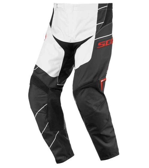 SCOTT Pant 350 Herren Moto-Cross Hose Motorsport-Kleidung mit Unterschenkel-Manschette 240918 1007 Schwarz/Weiß/Rot