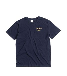 NO ROOMS Jimmy's Bar Herren T-Shirt stylisches Baumwoll-Shirt Kurzarm-Shirt Dunkelblau