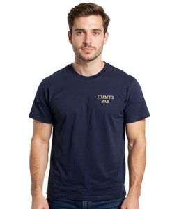 NO ROOMS Jimmy's Bar Herren T-Shirt stylisches Baumwoll-Shirt Kurzarm-Shirt Dunkelblau