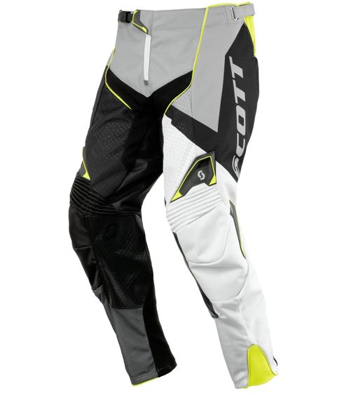 SCOTT Pant 450 Herren Moto-Cross Hose Motorsport-Kleidung mit vergrößertem Kniebereich 240920 1019 Schwarz/Grau/Weiß