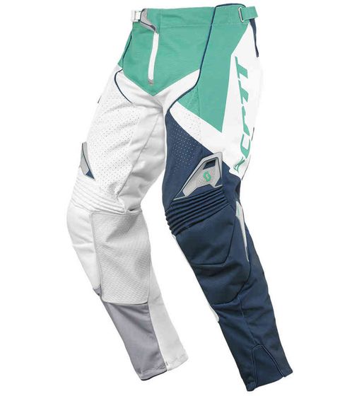 SCOTT Pant 450 Herren Moto-Cross Hose Motorsport-Kleidung mit vergrößertem Kniebereich 240920 2278 Grün/Weiß/Blau