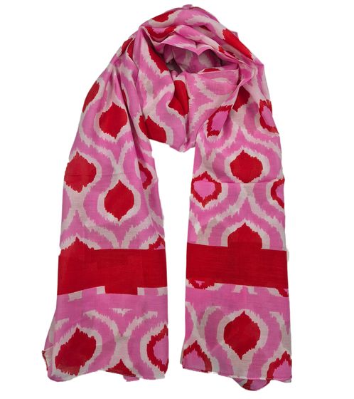 Sciarpa ZWILLINGSHERZ con decorazioni, sciarpa in seta, stola primaverile 3008S-1907-15 Rosa/Rosso/Bianco