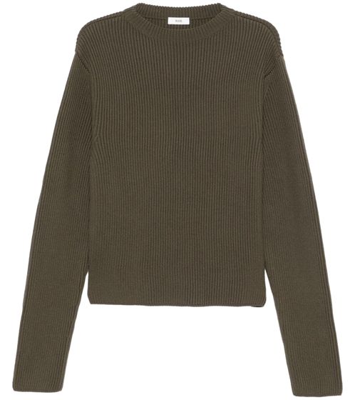 RIER Herren nachhaltiger Strick-Pullover Woll-Pullover schlichtes Langarm-Shirt Olivgrün