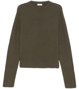 Suéter de punto sostenible para hombre RIER, suéter de lana, camisa sencilla de manga larga, verde oliva