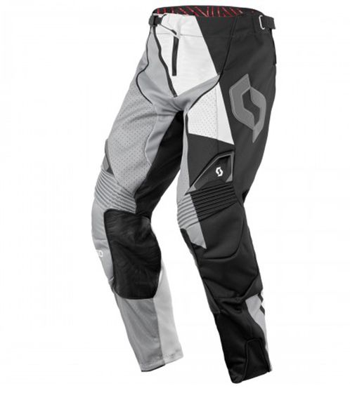 SCOTT Pant 450 Herren Moto-Cross Hose Motorsport-Kleidung mit vergrößertem Kniebereich 246914 1007 Grau/Schwarz/Weiß/Rot