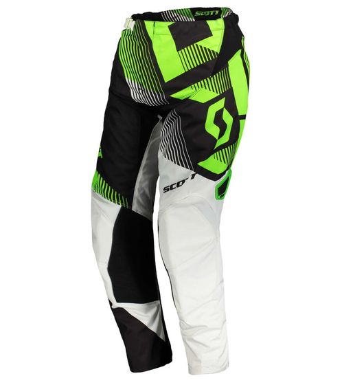SCOTT Pant 350 Herren Moto-Cross Hose Motorsport-Kleidung mit Unterschenkel-Manschette 263432 1043 Weiß/Grün/Schwarz