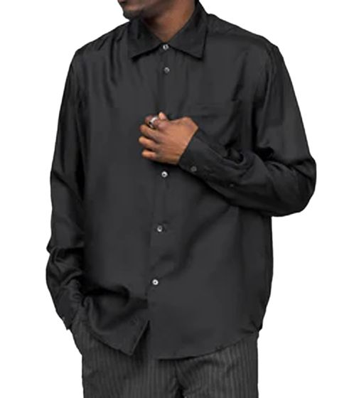 BERNER KÜHL Herren Seiden-Hemd Business-Shirt mit Brusttasche Langarm-Hemd Dunkelblau