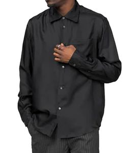 Camicia da uomo in seta BERNER KÜHL, camicia business con taschino, camicia a maniche lunghe, blu scuro
