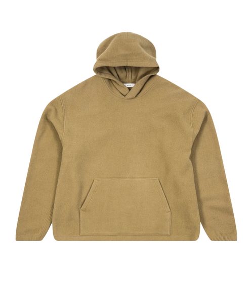 RIER Herren Fleece Hoodie mit Kapuze Pullover aus Schurwolle Sweater Beige