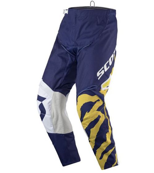 SCOTT Pant 350 Herren Moto-Cross Hose Motorsport-Kleidung mit Unterschenkel-Manschette 246912 1006 Dunkelblau/Weiß/Gelb