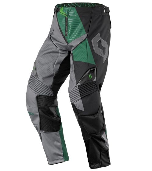 SCOTT Pant 450 Herren Moto-Cross Hose Motorsport-Kleidung mit vergrößertem Kniebereich 246914 1043 Grau/Grün/Schwarz