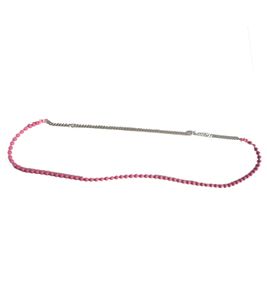 ina.seifart Damen Perlen-Kette Holz-Kette stylische Panzerkette Schmuck Rosa/Silber