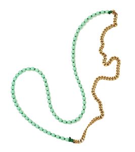 Collar de ina.seifart para mujer, collar de perlas, collar de madera, elegante cadena barbada, dorado/verde