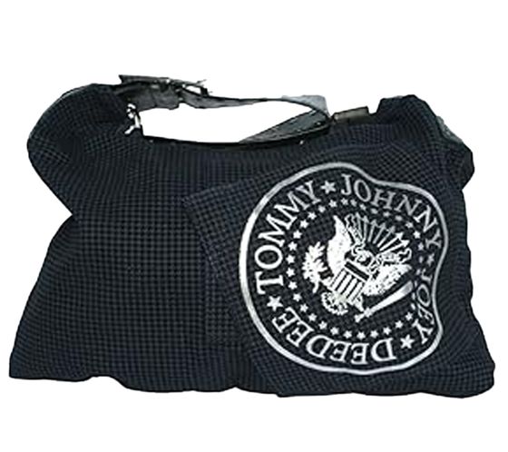 RAMONES Punkrock-Band Schulter-Tasche Damen Handtasche mit breitem Riemen LM108440RAMO Schwarz/Grau