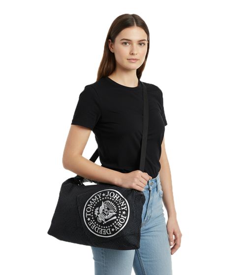 RAMONES Punk Rock Band Borsa a Tracolla da Donna con Tracolla Larga LM108440RAMO Nero/Grigio