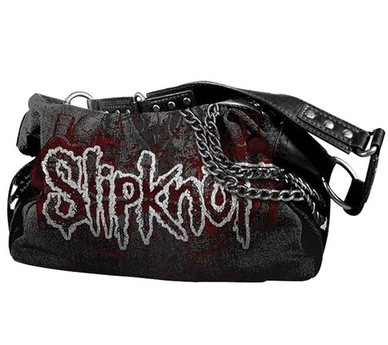 SLIPKNOT Metal-Band Schulter-Tasche Damen Handtasche mit Nieten und Ketten LB111186SLP0 Schwarz/Bunt