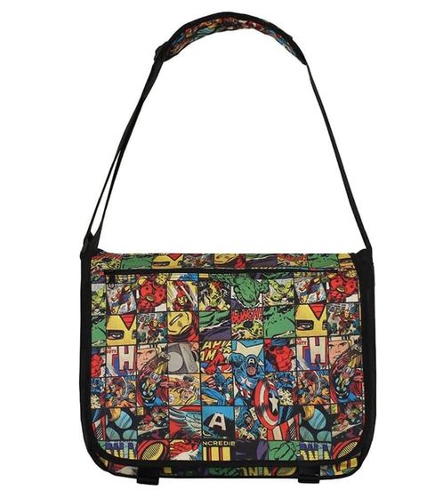 MARVEL Comic Umhänge-Tasche Messengerbag mit Laptop-Fach Fan-Artikel 46 x 34 x 11 cm MB110906MAR Schwarz/Bunt