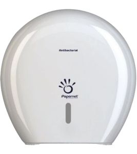 Papernet Toilettenpapierspender Antibakterieller Spender für Maxi Jumborollen Toilettenpapier mit Defend Tech Technologie 416146 Weiß