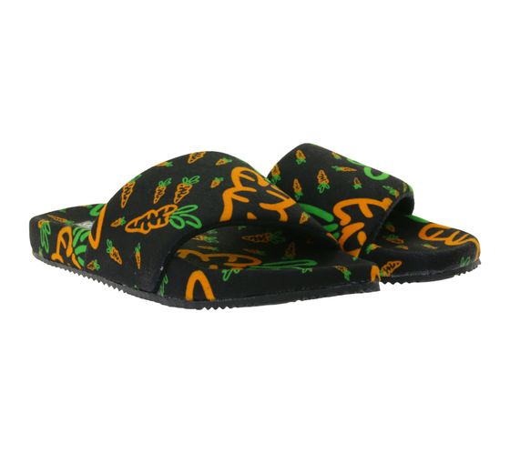Carrots Slides Summer Shoes Men's Slip-On Slides with Carrot Motif Mules ACFW02ABOG Black/Orange
