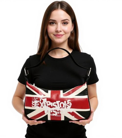 Sac bandoulière femme Sex Pistols avec logo drapeau britannique, sac à main, accessoire fan LB103141SEX, noir/rouge/blanc
