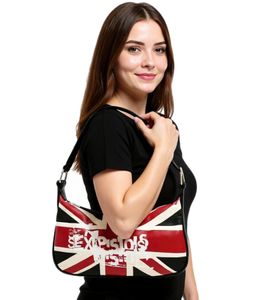 Borsa a tracolla da donna con logo della bandiera britannica Sex Pistols Punk Rock Band, Fan Merchandise LB103141SEX Nero/Rosso/Bianco Borsa a tracolla da donna con logo della bandiera britannica Sex Pistols Punk Rock Band, Fan Merchandise LB103141SEX Nero/Rosso/Bianco