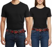 Cinturón Slipknot de la banda de heavy metal para mujer y hombre, talla única, cinturón casual ajustable de 95 cm, BT105771SLP, negro/rojo Cinturón Slipknot de la banda de heavy metal para mujer y hombre, talla única, cinturón casual ajustable de 95 cm, BT105771SLP, negro/rojo