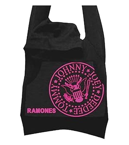 Ramones Punk Rock Band Women's Bag with Attached Hood, Cotton Bag, Handbag LB103080RAM, Black/Pink